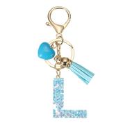 PATIKIL Porte-Clés Alphabet Initiale, Porte-Clés Mignon en Résine avec Pompon Cœur, Breloques Lettre à Pendentif Charme pour Femmes Porte-Monnaie Sac à Main Clef Voiture, Bleu (L)