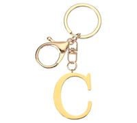 PATIKIL Porte-Clés de Lettre Initiale, Porte-Clef Femme Alphabet Pendentif Initiale en Métal pour Cadeau Clés Sac à Main Sac à Dos Téléphone Portefeuille, Doré (C)