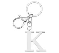 PATIKIL Porte-Clés de Lettre Initiale, Porte-Clef Femme Alphabet Pendentif Initiale en Métal pour Cadeau Clés Sac à Main Sac à Dos Téléphone Portefeuille, Argenté (K)