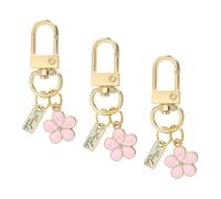 PATIKIL Porte-Clés en Forme de Fleur, 3pcs Breloques Émaillées Porte-Clés Mignons Accessoires Pendentif pour Sac à Main Clef Voiture Téléphone Portefeuille, Rose