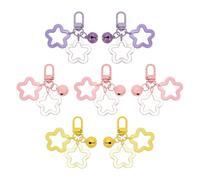 PATIKIL Porte-clés Étoile, 7 Pcs Couleur Bonbon Acrylic Pentagramme Porte-clés Étoile Pendentifs Clochette Anneau pour Clés Accessoires Sac, Rose/Jaune/Violet