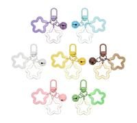 PATIKIL Porte-Clés Étoile, 7 Pcs Porte-Clés Pentagramme Acrylique Couleurs Bonbon Charme Étoile Pendentif Clochette Attache pour Clés Accessoires Sac, Couleurs Assorties