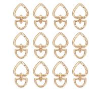 PATIKIL Porte-clés Spades, 12 pièces Porte-clés pivotant forme pique avec mousqueton alliage zinc, boucle à ressort déclencheur D pour sacs à main, sacs à main, couleur or clair