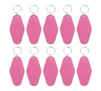 PATIKIL Porte-Clés Vintage pour Motel, Lot de 24 Porte-Clés Vierges en Forme de Losange Rétro pour Bricolage, Ornements pour Sac à Dos, Étiquettes pour Bagages, Couleur Rose Vif