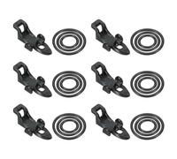 PATIKIL Porte-Hameçon de Pêche, Lot de 6 Accessoires en Plastique pour Maintenir Les Leurres de Pêche sur la Canne à Pêche, avec 3 Tailles de Bagues en Caoutchouc, Couleur Noire