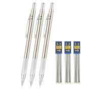 PATIKIL Porte-Mine Mécanique 0.3 Mm Avec Recharges Ensemble Métallique Pour Dessin Écriture Esquisse Marquage Artistique Argenté