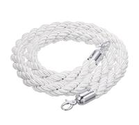 PATIKIL Poteau Corde, 1,5m/5Ft Barrière Corde Twisted Poteau Cordes avec Bouton-pression crochet pour Postes Supports File Attente Diviseur Foule Contrôle de Hôtel, Blanc Argent