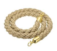 PATIKIL Poteau Corde 1,5m/5Ft Barrière Corde Twisted Poteau Cordes avec Bouton-pression crochet pour Postes Supports File Attente Diviseur de Hôtel Doré Crochet Champagne Or Corde
