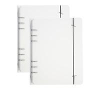 PATIKIL Protège-Cahier A5, 2 Pièces PP 6 Anneaux Ronds avec Ceinture de Fixation Noire Verrou en Métal Protège-Cahier à Feuilles Mobiles, Blanc Mat