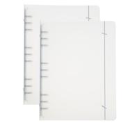 PATIKIL Protège-Cahier B5, 2 Pièces PP 9 Anneaux Protège-Cahier à Anneaux Ronds avec Ceinture de Fixation Blanche Verrou Métallique à Feuilles Mobiles Rechargeable, Blanc Mat
