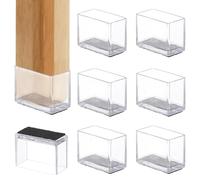 PATIKIL Protège-Pieds de Chaise pour sols en Bois Dur, 8 pièces Rectangle PVC Feutre Convient 1,18" x 0,59" Embout de Pied de Meuble Tapis de Pied de Meuble Petit Curseur, Transparent
