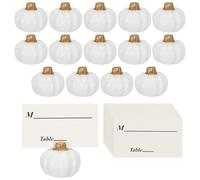 PATIKIL Pumpkin Place Card Holder, 15 Set Thanksgiving Table Card Holder Greeting Cards Table Number Holder Pour Wedding Bridal Party Thanksgiving Table Decor Decorations, White