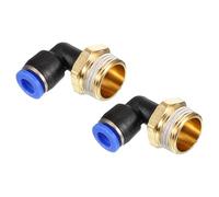 PATIKIL Raccord à pousser 3/8", 2 Pack PT Mâle Fileté Connecteur 90 Degrés Connecteur Coude et Droit 6mm Raccord de Tube d'Air Combinaison Pneumatique Adaptateur de Connexion Rapide, Bleu