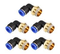 PATIKIL Raccord à pousser 3/8", 5 Pack PT Mâle Fileté 90 Degrés Connecter Coude de 8mm et Combinaison Droite Raccord de Tube d'Air Adaptateur de Connexion Rapide Pneumatique, Bleu