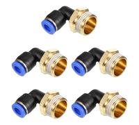 PATIKIL Raccord à pousser 3/8", 5 Pack PT Mâle Fileté Connecteur 90 Degrés Connecteur Coude et Droit 6mm Raccord de Tube d'Air Combinaison Adaptateur de Connexion Rapide Pneumatique, Bleu