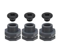 PATIKIL Raccord de Cloison en PVC avec Bouchon G 3/4, 3 Pièces Raccord de Cloison Fileté Double avec Joint d'Étanchéité en PVC pour Seau de Pluie, Éviers, Gris