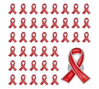 PATIKIL Red Ribbon Pins, 50 Pcs Awareness Pins With Secure Clutch Back Enamel Lapel Brooch Pour Public Charity Support Fundraiser Events