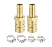 PATIKIL Réducteur de Tuyau en Laiton de 1/2" à 3/4", 2 Pièces de Raccords de Tuyau Cannelés avec 4 Colliers en Acier Inoxydable, Adaptateur de Jonction Réducteur pour Air, Eau, Carburant