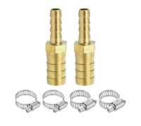 PATIKIL Réducteur de Tuyau en Laiton de 1/4" à 3/8", 2 Pièces de Raccords de Tuyau à Barbes avec 4 Colliers en Acier Inoxydable, Adaptateur de Jonction Réducteur pour Air, Eau, Carburant