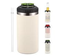 PATIKIL Refroidisseur de Canette Mince, Manchon Isolé pour Canette Mince de 16 OZ pour Bière, Soda, Café, Canettes et Bouteilles Régulières, Beige