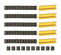 PATIKIL Réglable Amovible Cube Prix Étiquette Affichage Numéro Lettre Prix Support Bloc Trousse Doré Alliage Compteur Support pour Compteur Doré sur Noir, Mille Chiffres, 5 Ensemble
