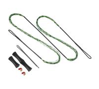 PATIKIL Remplacement de Corde d'arc avec 2 Embouts en Laiton 1 Ensemble de protège-Doigts en Silicone pour AMO 56", Corde d'arc Traditionnelle à 16 brins pour Arc Long recurve, Vert-Noir