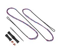 PATIKIL Remplacement de Corde d'arc avec 2 pièces de nocks en Laiton 1 Ensemble de protège-Doigts en Silicone pour AMO 66", 14 brins de Corde d'arc Long Traditionnel à poulies, Rouge-Bleu