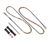 PATIKIL Remplacement de la Corde d'arc avec 2 Embouts en Laiton 1 Ensemble de protège-Doigts en Silicone pour AMO 60", Corde d'arc à 16 brins pour Arc Long recurve, Noir-Marron
