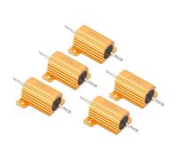 PATIKIL Résistance de Coque en Aluminium de 25W 50 Ohm, 5 Pcs Résistance de Boîtier Résistances Filaires à Vis de Puissance de Résistance de Boîtier en Aluminium 5% de Tolérance, Doré