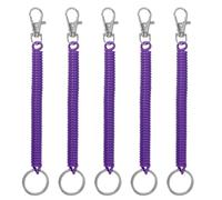 PATIKIL Retractable Bobine Ressorts Porte-clés, 5 Paquet Anti-perte Clé Chaîne Support Cordon Corde avec Métal Homard Fermoir Porte-clé 17.5cm pour Clés Portefeuille, Foncé Violet
