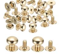 PATIKIL Rivets pour Cuir 10x11x10mm, Lot de 12 Boutons Métalliques à Pointes à Vis, Kit de Rivets à Tête Ronde à Vis, Accessoires de Maroquinerie Diy, Finition en Métal Doré Clair