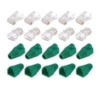PATIKIL RJ45 Cat6 Connexions RJ45 Terminaux 8P8C Modulaire Bouchon Passer Travers Connexion avec Vert Bottes Couverture pour Ethernet Réseau Câble, Paquet de 20