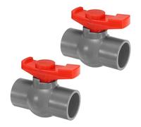 PATIKIL Robinet À Bille De 40 Mm De Diamètre Intérieur Lot De 2 Gris/Rouge | Vannes D'Arrêt De Type À Emboîtement En Pvc, Avec Poignée Facile À Tourner, Pour Le Contrôle Du Débit D'Eau