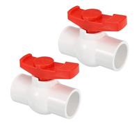 PATIKIL Robinet À Bille De 40 Mm De Diamètre Intérieur Lot De 2 Vannes D'Arrêt De Type À Emboîtement En Pvc Avec Poignée Facile À Tourner Pour Le Contrôle Du Débit D'Eau Blanc/Rouge