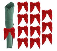 PATIKIL Ronds De Serviette en Nœud, 12 Pcs Porte-Serviette en Velours décoration De Table pour Fêtes Mariage Dîner Décoration De Table À Manger pour Maison Fêtes, Rouge