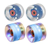 PATIKIL Roues de Skateboard Lumineuses 60x45mm, Lot de 4 Roues de Skate 78A en PU avec Roulements pour Cruiser Street Double Row Skating en Extérieur, Bleu Foncé