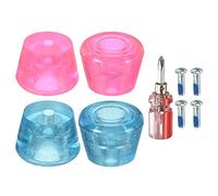 PATIKIL Rouleau Patin Pointe Arrêts avec Tournevis 2 Paire 82A Caoutchouc Frein Butées Blocage pour Rouleau Patin Accessoires Remplacement Clair Rose Bleu