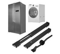 PATIKIL Roulettes d'Appareils Électroménagers, Lot de 2 Coulisseaux Extensibles avec 24 Roues et Un Pied-De-Biche, Déplacez Facilement les Lave-Linge, Sèche-Linge, Cuisinières, Noir