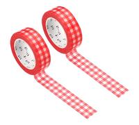 PATIKIL Ruban Adhésif en Papier Washi, 0,59 Pouce x 10,93 Yards, 2 Rouleaux, Motif de Grille autocollant pour l'Art, l'Artisanat, l'Emballage et la Décoration, Rouge