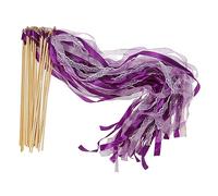 PATIKIL Ruban Bâtons Fée Baguettes, 50 Paquet Dentelle Soie Fée Bâton Baguette Envoyer Arrêt Diffuseurs pour Mariage Fête Anniversaire Vacances Célébration, Violet
