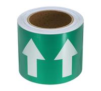 PATIKIL Ruban de Flèche de Débit Directionnel 4" X65', Autocollants D'Identification Adhésifs pour Marquage de Flux de Tuyauterie, Blanc sur Vert