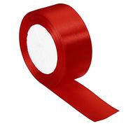 PATIKIL Ruban de satin double face de 3,8 cm de large et 22 m de long, rouleau solide pour travaux manuels, décoration de fête, maison, rouge