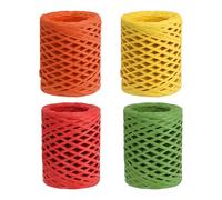 PATIKIL Ruban en raphia de 100 yards, 4 rouleaux de ficelle de papier naturel pour l'emballage de boîtes, crochet, décoration de vacances, rouge/orange/jaune/vert