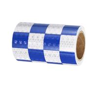 PATIKIL Ruban Réfléchissant Adhésif Carré Bleu Blanc 1 Rouleau 10cm x 3 Mètres Ruban Adhésif Réfléchissant de Sécurité Imperméable et Haute Visibilité pour Camions, Remorques, Voitures