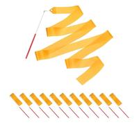 PATIKIL Rubans De Danse, 14 Pack 78.7 Pouces Streamers De Danse Gymnastique Avec Bâton Anti-Dérapant Pour Cadeaux, Danse, Spectacles De Talent, Twirling De Bâton, Orange Jaune