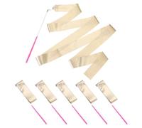 PATIKIL Rubans De Danse, Pack De 6 Rubans De Gymnastique De 78.7 Pouces Avec Bâton Anti-Dérapant Pour Cadeaux, Danse, Spectacles De Talent, Twirling De Bâton, Ton Doré