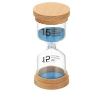 PATIKIL Sablier De 15 Minutes, Sablier en Verre Borosilicate Haut avec Bois pour Jeux, Salle De Classe, Cuisine, Bureau, Décoration D'intérieur, Bleu