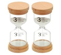 PATIKIL Sablier De 3 Minutes, 2 Pcs Sablier en Bois Verre Borosilicate Haut Sablier Sablier Horloge pour Jeux, Salle De Classe, Cuisine, Bureau, Décoration Domicile, Blanc