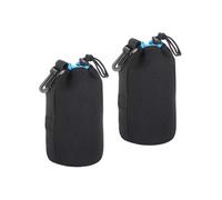 PATIKIL- Sac pour objectif d'appareil photo 2pcs,avec sangle et crochet, 10x18cm Noir Bleu
