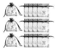 PATIKIL Sachets en Organza, 100 pcs 7 x 9 cm Pochettes en Mesh à Cordon avec Butterfly pour Bijoux Cadeaux, Mariages, Noël, Festivals, Fournitures de Maquillage, Noir Argenté